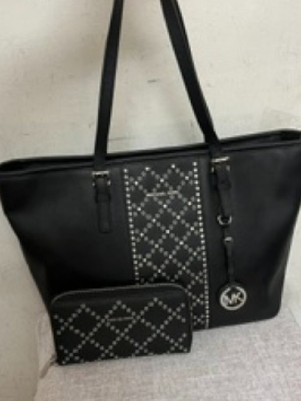 Michael Kors Purse Large Black Studded East West Tote Bag Brand New W Phone Case